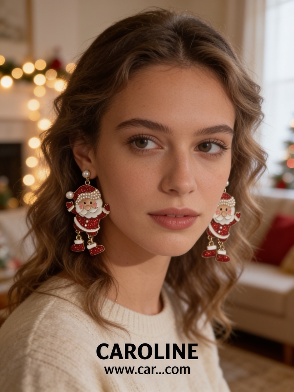 Caroline Red Santa Drop Earrings - Festive Women's Jewelry